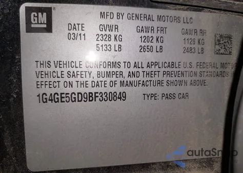 2011 Buick Lacrosse Cxs из США, поврежденный, VIN 1G4GE5GD9BF330849